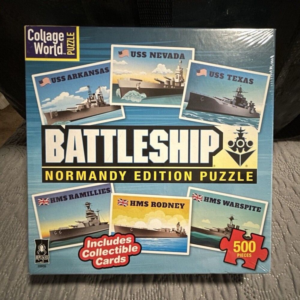 Collage World Battleship Normandy Puzzle 500 Pieces w/ Collectible Cards